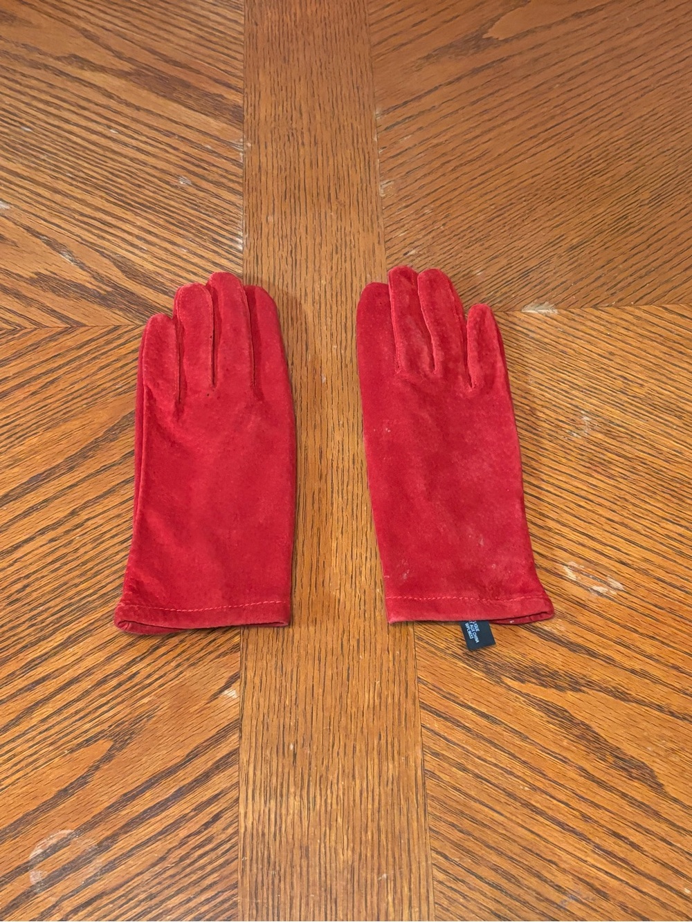 Grandoe Red Genuine Suede Leather Gloves Vintage Size L Knit Lined Winter Coquet